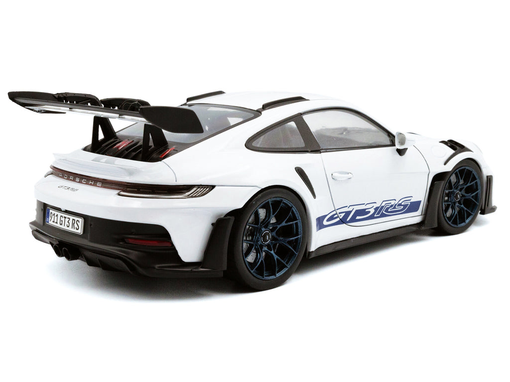 2024 Porsche 911 (992) GT3 RS White with Blue Stripes 1/18 - Image 4