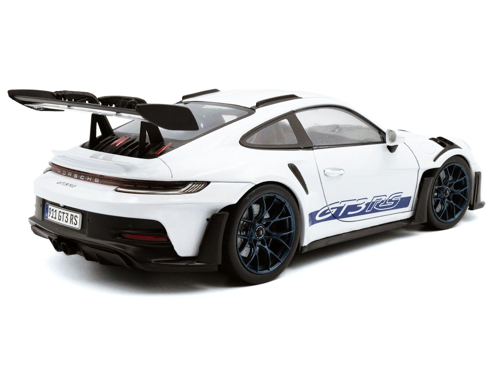 2024 Porsche 911 (992) GT3 RS White with Blue Stripes 1/18 - Image 4