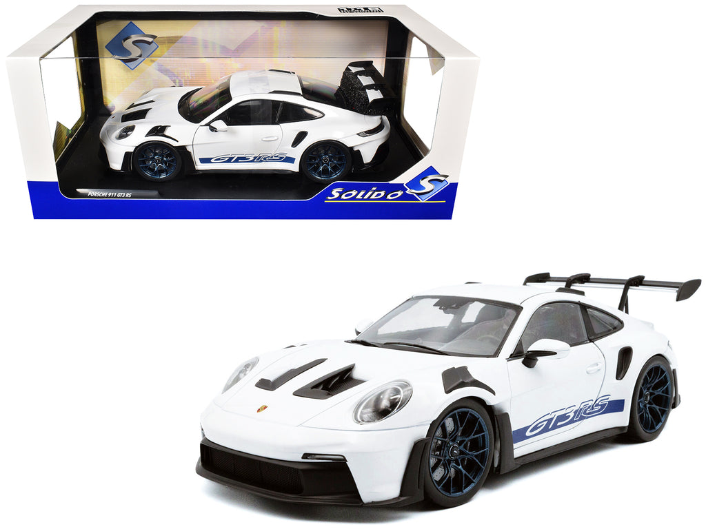 2024 Porsche 911 (992) GT3 RS White with Blue Stripes 1/18