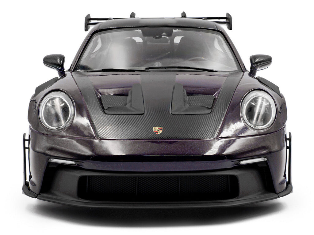 2024 Porsche 911 GT3 RS Weissach Package Viola Purple Metallic with Carbon Hood Stripes and Top 1/18 - Image 5