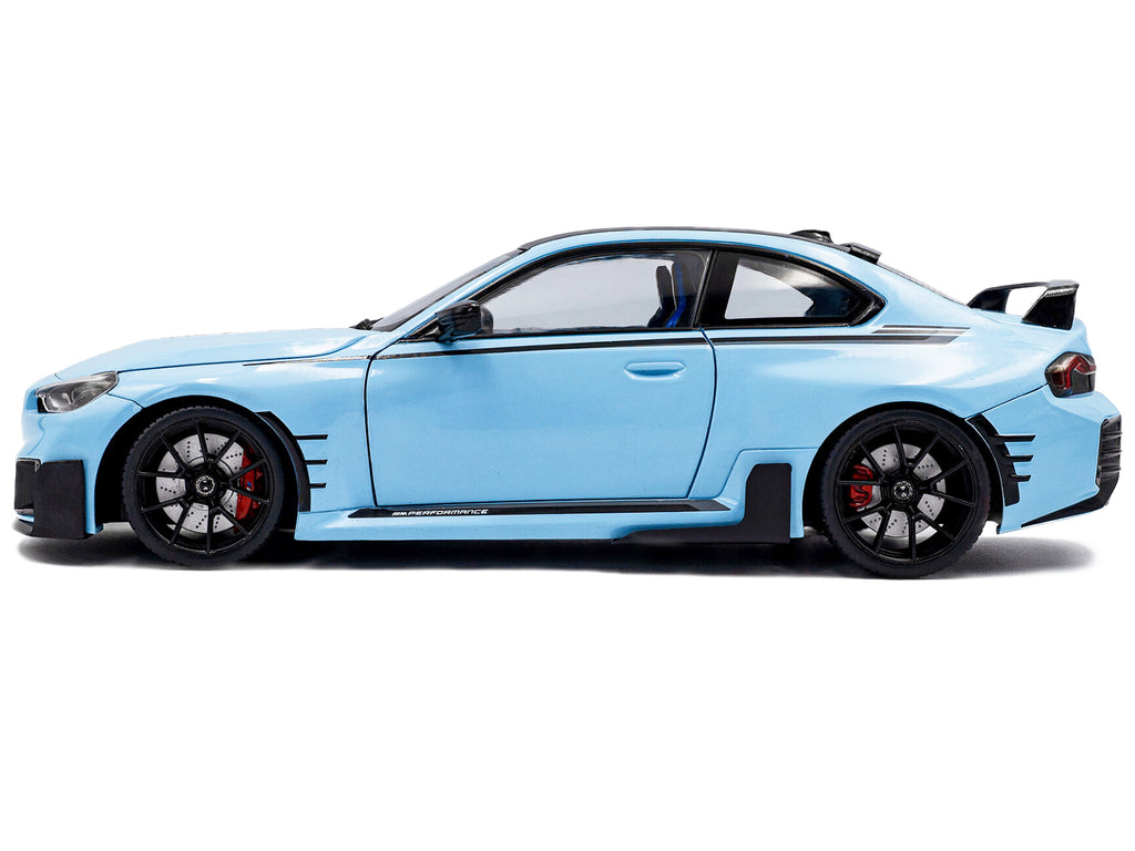 2024 BMW M2 Performance Parts Zandvoort Blue with Carbon Top and Black Stripes 1/18 - Image 3