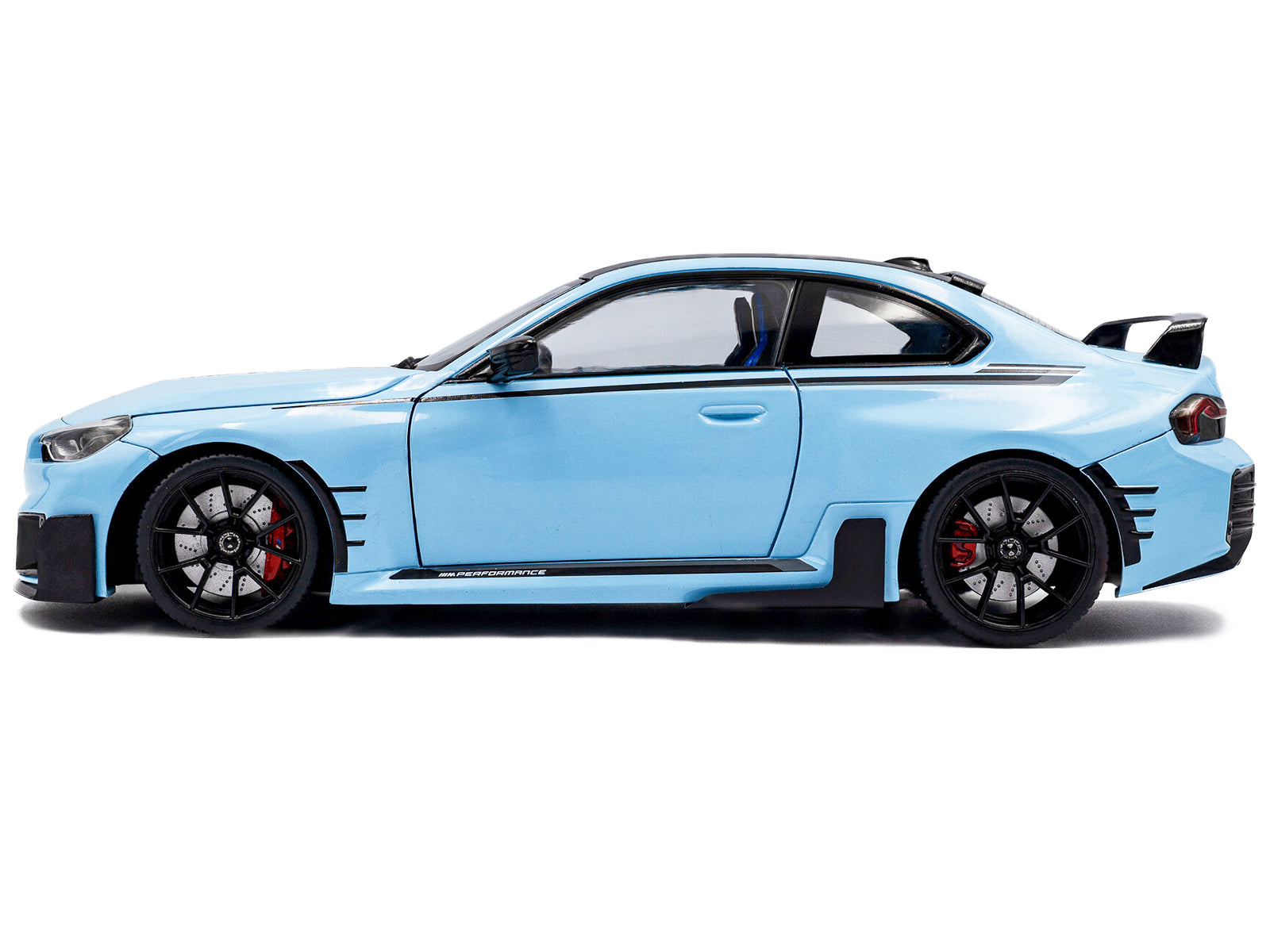 2024 BMW M2 Performance Parts Zandvoort Blue with Carbon Top and Black Stripes 1/18 - Image 3