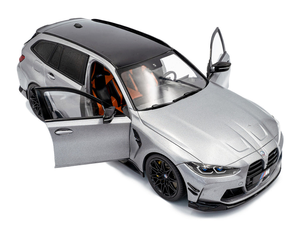 2024 BMW M3 Competition M xDrive Touring Frozen Pure Gray Metallic with Black Top 1/18 - Image 2