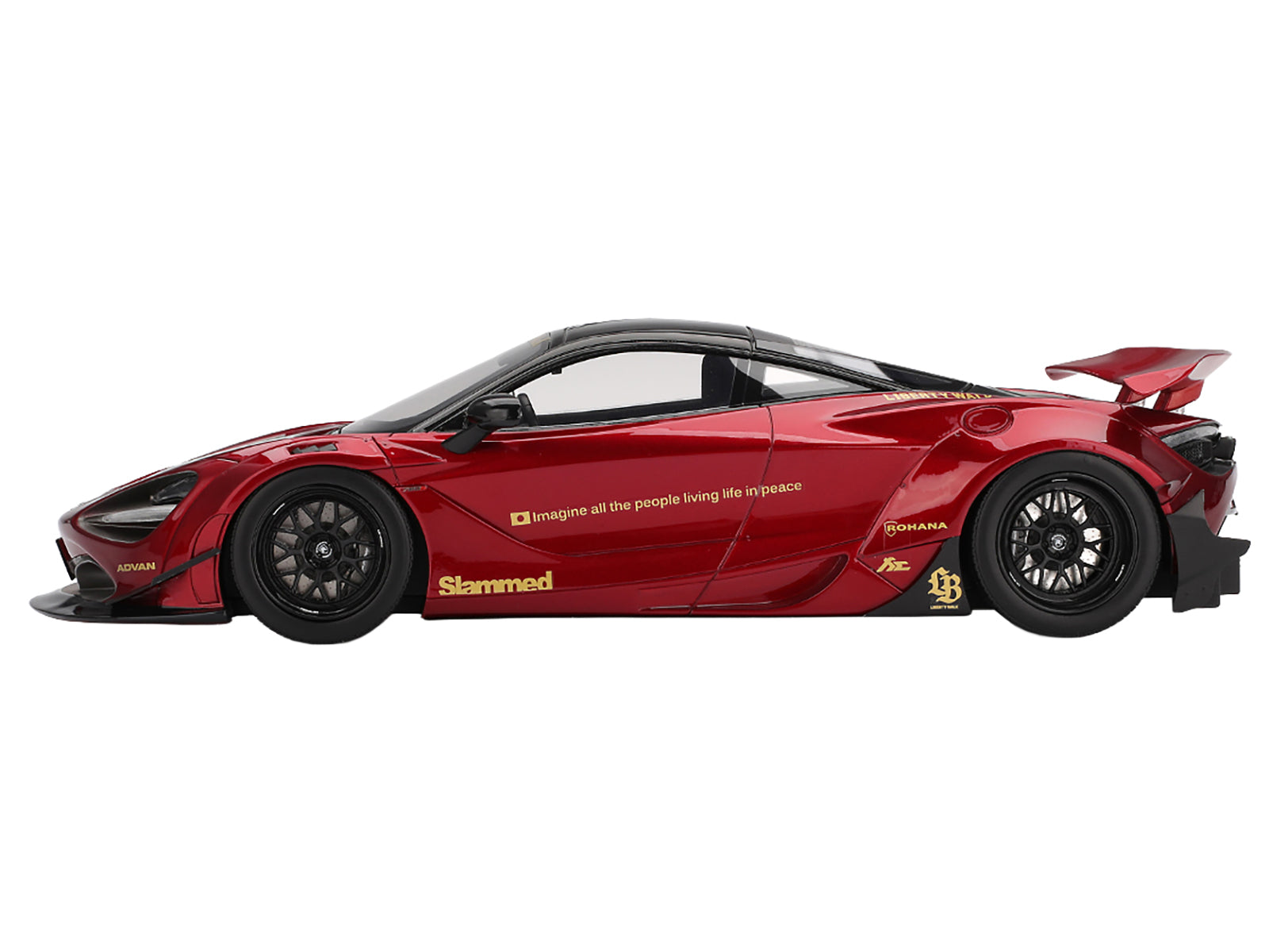 McLaren 720S "LB-Works" Gem Red Metallic with Black Top 1/18 Model Car - Image 4